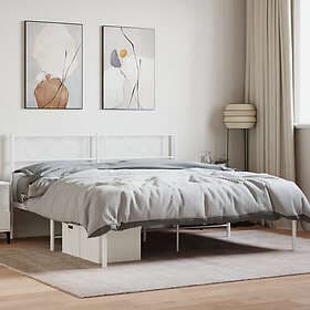 vidaXL Bed Frame med huvudgavel metall vit 160x200 cm 372329