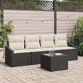 vidaXL Garden sofa set with cushion 5 pcs Black, Cream 55 x 55 x 37 cm
