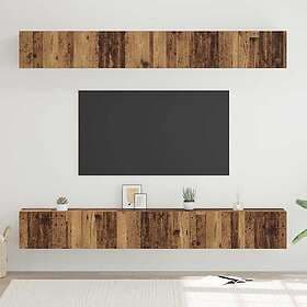 vidaXL 3393474 TV Bench Set Wall Mounted 6 pcs Old Wood Engineered Wood