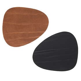 Lind DNA Curve Double Coasters 11x13 cm, Black/Natur Svart Läder