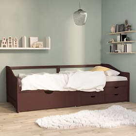 vidaXL Day Bed 3 places dark brown solid pine 90x200 cm