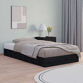 vidaXL Bed Frame svart 135x190 cm dubbelsäng massivt trä