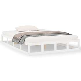 vidaXL Bed Frame white 135x190 cm double bed solid pine