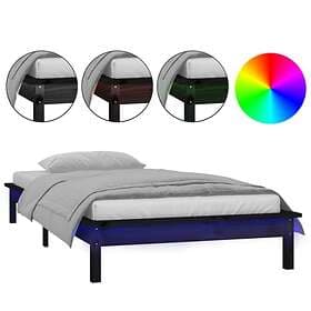vidaXL Bed Frame LED svart 90x190 cm massivt trä