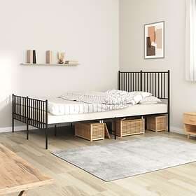 vidaXL Bed Frame med huvudgavel och fotgavel svart metall 135x190 cm
