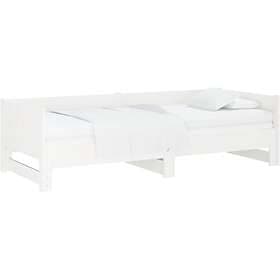 vidaXL Utdragbar dagbädd vit massiv furu 2x(80x200) cm