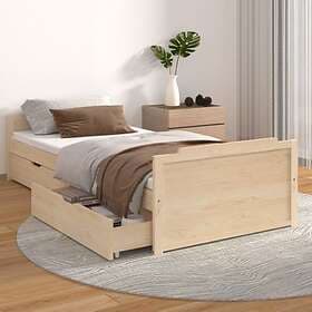 vidaXL Bed Frame med lådor massiv furu 90x200 cm