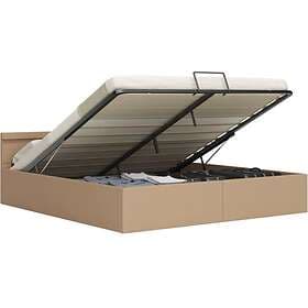 vidaXL Bed Frame hydraulic storage light brown faux leather 180x200 cm
