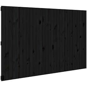 vidaXL Väggmonterad huvudgavel svart 185x3x110 cm massiv furu