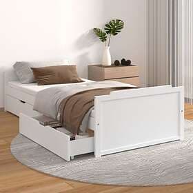 vidaXL Bed Frame med lådor vit massiv furu 90x200 cm
