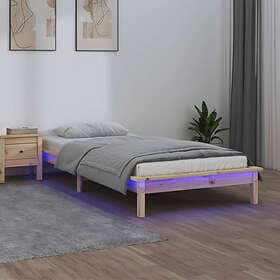 vidaXL Bed Frame LED 90x190 cm 3FT massivt trä