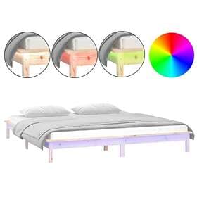 vidaXL Bed Frame LED 135x190 cm 4FT6 massivt trä