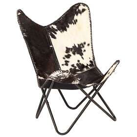 vidaXL Fladdermus Armchair (Black and White Genuine Goatskin)