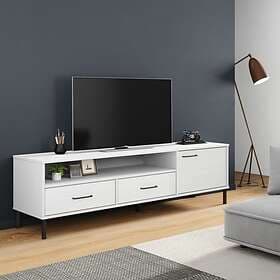 vidaXL TV Cabinet with Metal Legs White Solid Wood Pine OSLO 351029