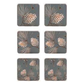 Åry Home Pine Cone coasters 6-pack Moss grey