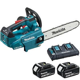 Makita DUC306 Twin 18v LXT Cordless Brushless Top Handle Chainsaw 300mm 2 x 5ah 
