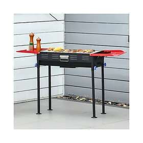 Unbranded Portable Adjustable Charcoal Grill Coal BBQ w/ Shelves Black
