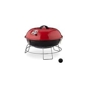 Relaxdays Portable Kettle Grill, with Lid, Picnic BBQ Large Cooking Area, Charco