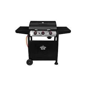 dellonda 3 Burner Gas BBQ with Piezo Ignition, Built-In Thermometer, Black/Stain