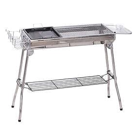 Outsunny Folding Charcoal BBQ Grill Stainless Steel for Picnic Cooker Silver