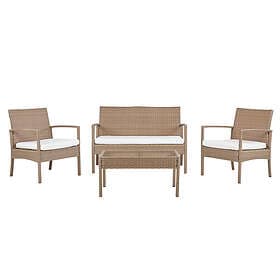 Beliani 4 Seater Rattan Garden Sofa Set Light Brown MARSALA