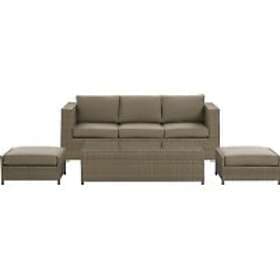 Beliani 3 Seater Rattan Garden Sofa Set Brown BELLUNO