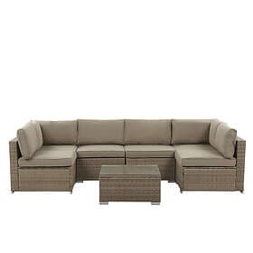 Beliani 6 Seater Rattan Garden Lounge Set Brown BELVEDERE