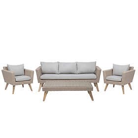 Beliani 5 Seater Rattan Garden Sofa Set Grey VITTORIA XL