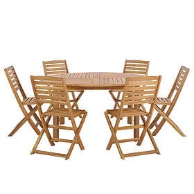 Beliani 6 Seater Acacia Wood Garden Dining Set TOLVE Green