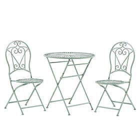 Beliani Metal Garden Bistro Set Green TRENTO