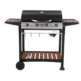 George Foreman 4 Burner Gas BBQ Black and Wood-Effect
