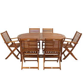 Charles Bentley FSC Acacia Hardwood Furniture Set with Extendable Table & 6 Chai