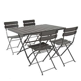 Charles Bentley Metal Powder Coated Rectangular 4 Seater Garden Dining Set, Dark