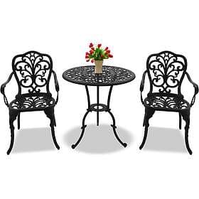 Centurion Supports BANGUI Garden & Patio Table 2 Chairs Cast Aluminium Bistro Se