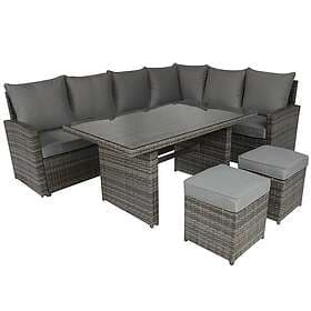Charles Bentley 6 Seater Multifunctional Casual Rattan Dining Set Light Grey Max