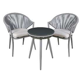 dellonda Echo 3-Piece Balcony Set with Shatterproof Tempered Glass Top