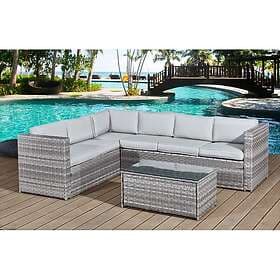 LIVING Acorn Garden Furniture Rattan Corner Sofa Set Five-seater set Grey