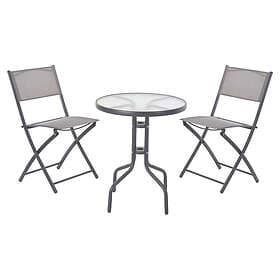 LIVING URBN URBN 3 PCS Grey Outdoor Garden Metal Folding Furniture Set