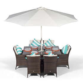 Oak Furniture King Savannah 150cm Rectangular 6 Seater Rattan Dining Set with Dr