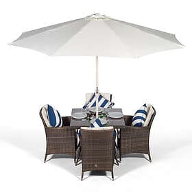Oak Furniture King Savannah Square 4 Seater Rattan Dining Set with Drinks Cooler