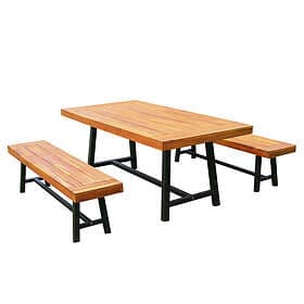 Outsunny 3 Pieces Tea Table Set Bench Dining Outdoor Acacia Wood