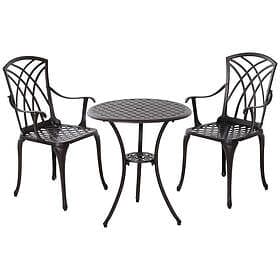 Outsunny 3PCs Coffee Table Chair Garden Furniture Set w/ Umbrella Hole