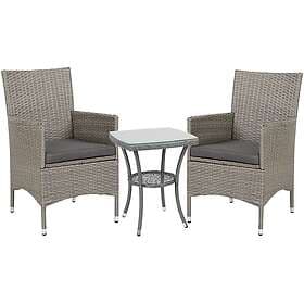 Outsunny 3pc Outdoor Grey Rattan Bistro Set