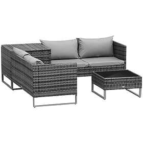 Outsunny 4Pcs Patio Rattan Sofa Garden Furniture Set Table w/ Cushions 4 Seater 