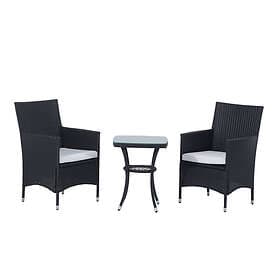 Outsunny Bistro Garden Furniture Set Rattan Black