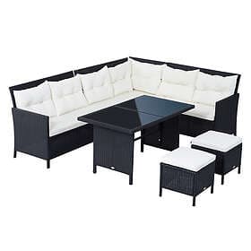 Outsunny 6 PCs Patio wicker Sofa Set Rattan Chair Furniture Black