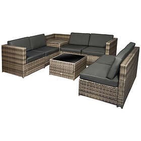 Outsunny 8Pcs Patio Rattan Sofa Set Garden Furniture Side Table w/ Cushion Brown