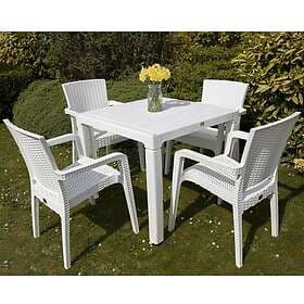 Unbranded Garden Furniture Set 4 Chairs Table Coffee Bistro Rattan Style Clear