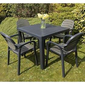 Unbranded Garden Furniture Set Coffee Grey Patio Outdoor Bistro 4 Chairs and Tab