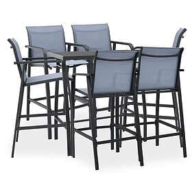 vidaXL Garden Bar Set 7 Piece Black and Grey Outdoor Furniture Table Chair